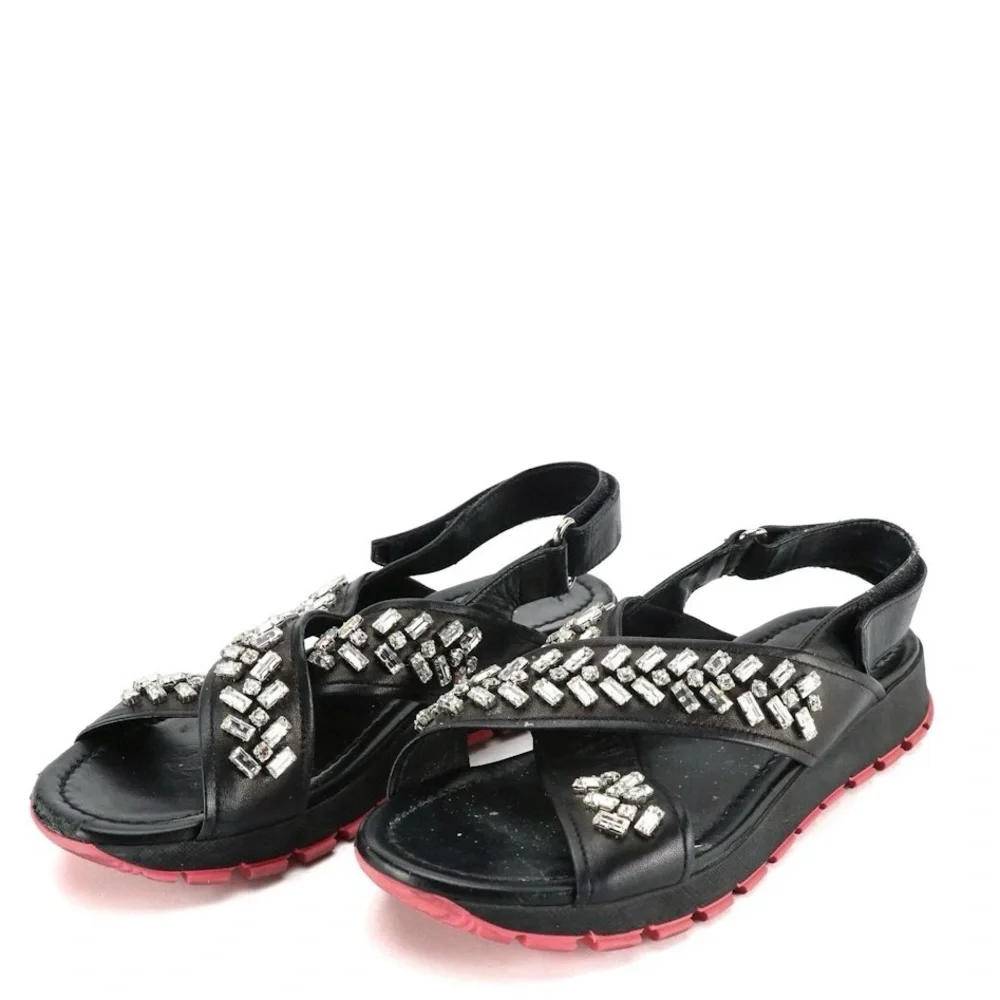 Embellished Black Sandals - Picture 1 of 3